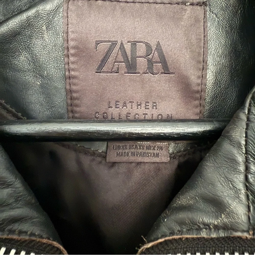 ZARA 100% LEATHER JACKET ZW COLLECTION size XS